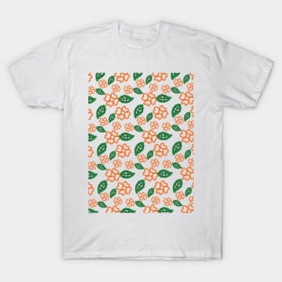 Orange flowers and green leaves T-Shirt